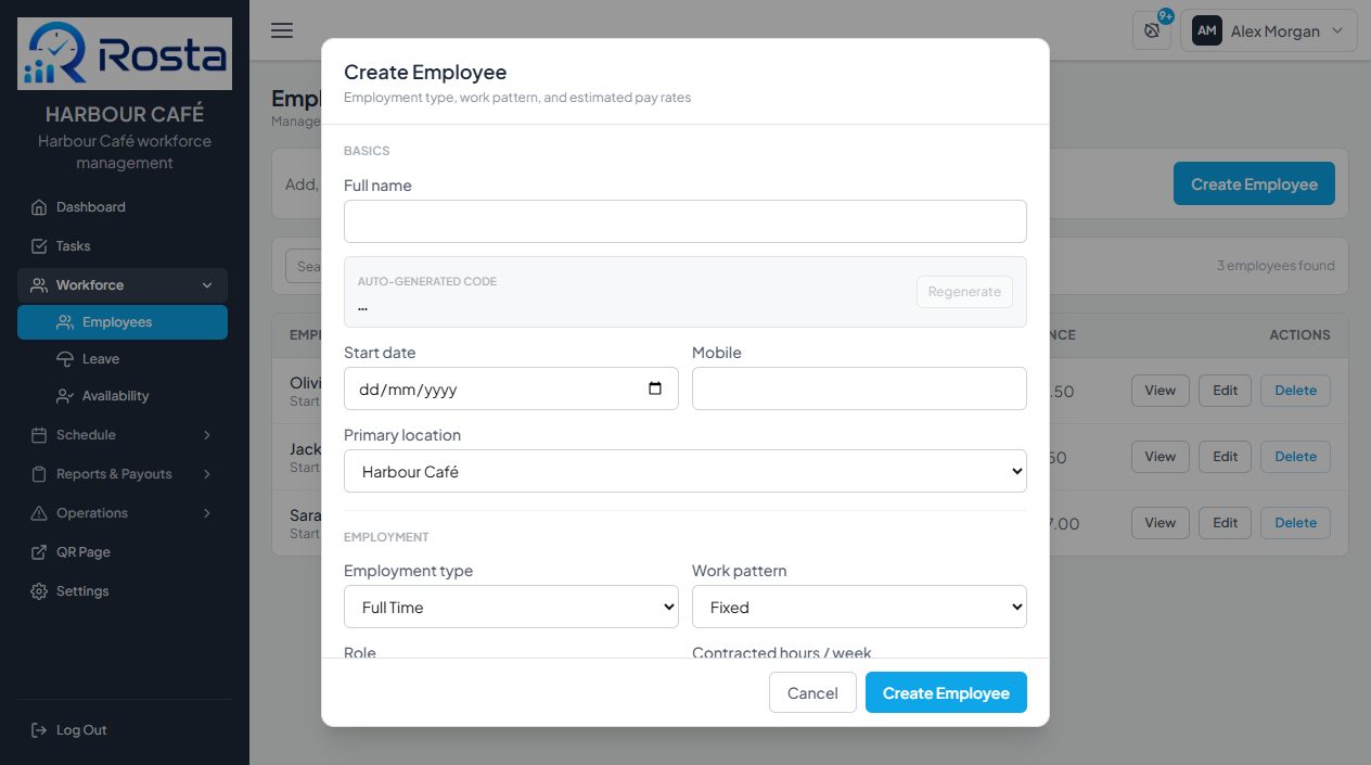 Create Employee form