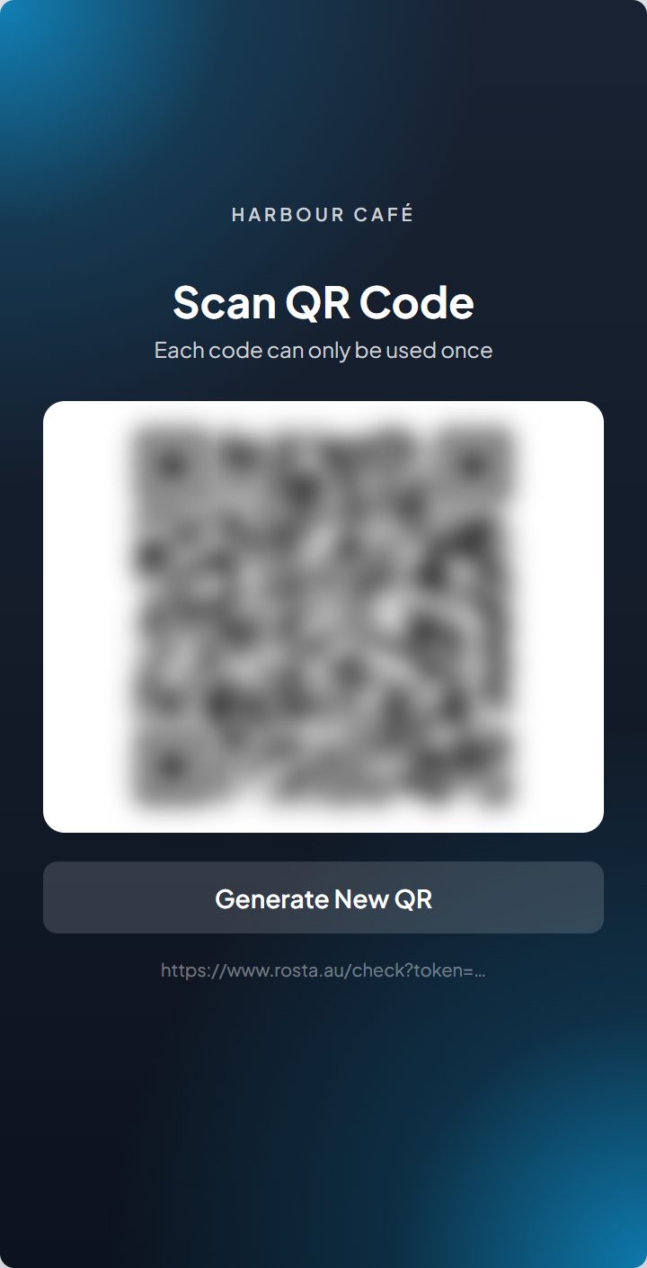 QR page titled Scan QR Code with a Generate New QR button