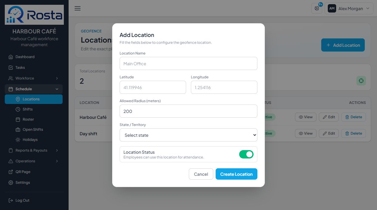 Add Location form