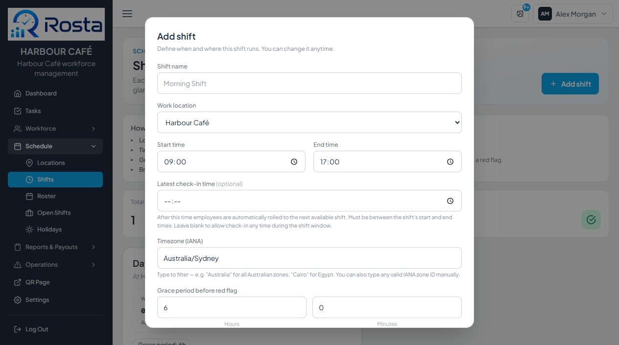 Add shift form