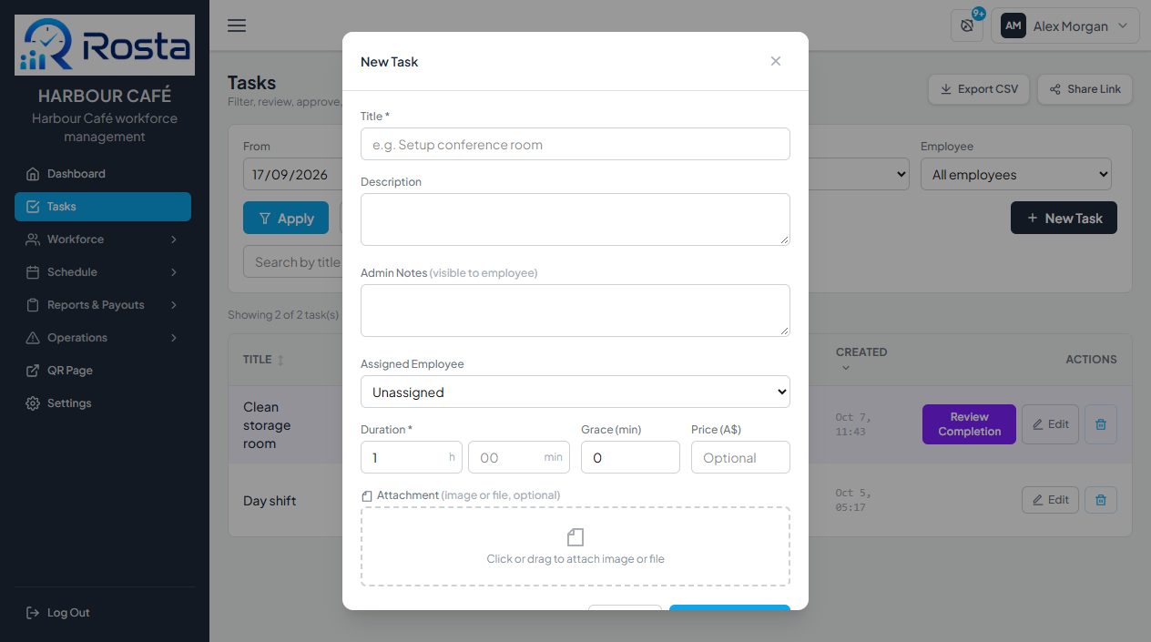 New Task form